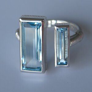 Judith Ripka Toi Et Moi Double Topaz Sterling Silver Cocktail Ring